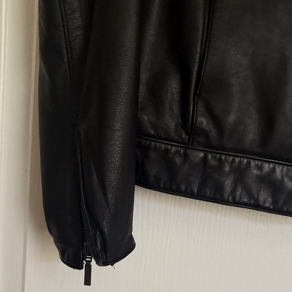 GAP Womens Black‎ Leather Jacket L - Picture 4 of 8